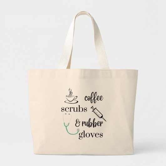 コーヒースクラブ及びゴム手袋ナーストート ラージトートバッグ (正面)