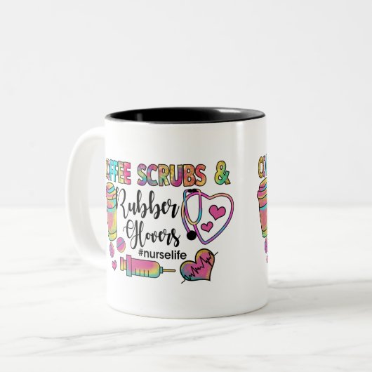 コーヒースクラブ及びゴム手袋ナース ツートーンマグカップ (正面左)