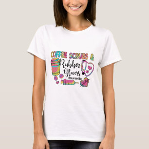 コーヒースクラブ及びゴム手袋ナース Tシャツ