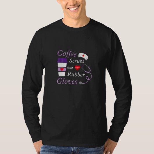 コーヒースクラブ及びゴム手袋医療ナースクート Tシャツ (正面)