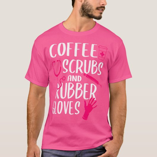 コーヒースクラブ及びゴム手袋医療ナースドクト Tシャツ (正面)