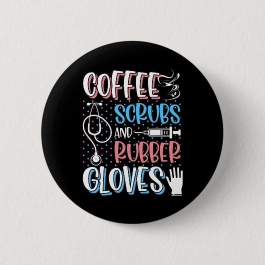 コーヒースクラブ用ゴム手袋RN登録ナース 缶バッジ (正面)