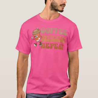 コーヒースケッチGroovy Coffeeおもしろいスケッチを繰り返す Tシャツ