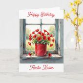 コーヒースズの赤いケシパーソナライズされた誕生日 カード (黄色い花)