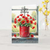 コーヒースズの赤いケシパーソナライズされた誕生日 カード (黄色い花)