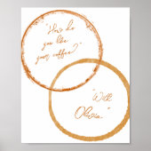 コーヒーステインアートカップルの可愛いベッドルームポスター ポスター (正面)