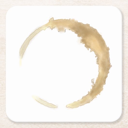 コーヒーステインウォーターカラーコースター スクエアペーパーコースター (正面)