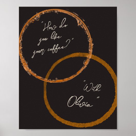 コーヒーステインカップルの可愛いベッドルームポスター ポスター (正面)