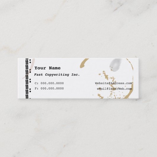 コーヒーステインタイプライターアートスキニービジネスカード スキニー名刺 (正面)