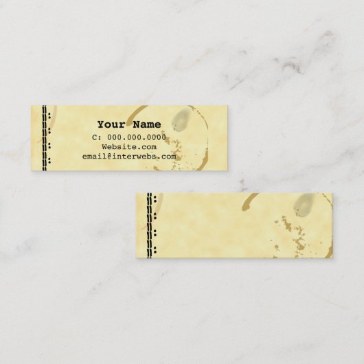 コーヒーステインタイプライターグランジ名刺 スキニー名刺 (正面/裏面)