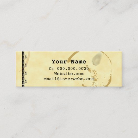コーヒーステインタイプライターグランジ名刺 スキニー名刺 (正面)