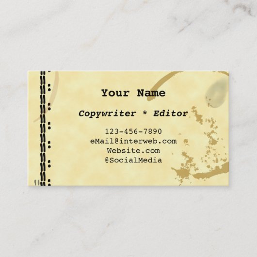 コーヒーステインタイプライターグランジ名刺 名刺 (正面)