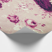 コーヒーステンドピンクヴィンテージフローラトイル織物 ラッピングペーパー (角)