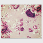 コーヒーステンドピンクヴィンテージフローラトイル織物 ラッピングペーパー (フラット)