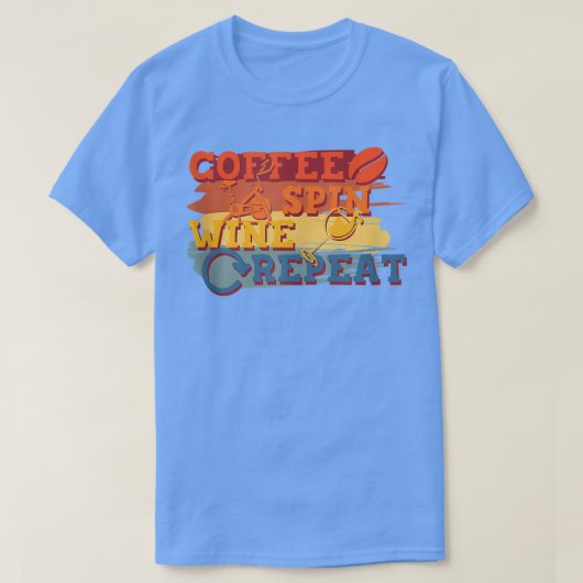 コーヒースピンワインリピートフィットネスサイクリストヴィンテージGy Tシャツ (デザイン正面)