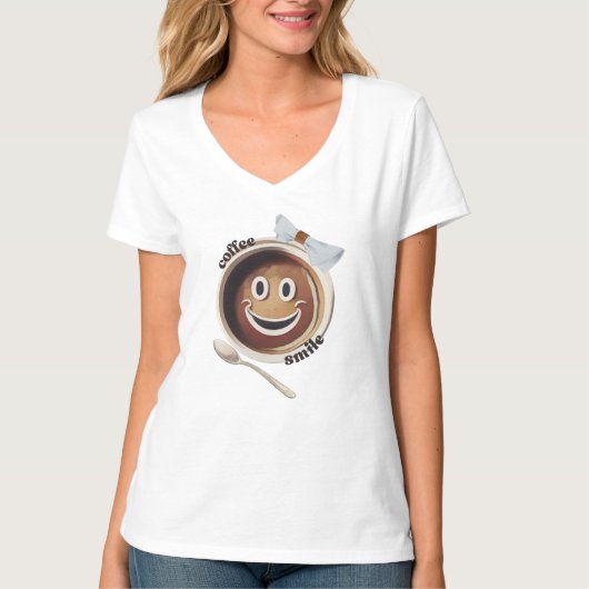 コーヒースマイルおもしろいかわいいスイーツ Tシャツ (正面)