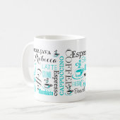 コーヒータイポグラフィのモダン コーヒーマグカップ (正面左)