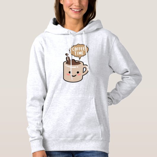 コーヒータイムおもしろいかわいいコーヒー パーカ (正面)