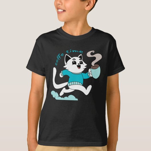 コーヒータイムの猫 Tシャツ (正面)