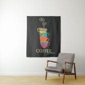 コーヒータイムは蒸しカップを積み重ねた タペストリー (インサイチュ)