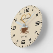 コーヒータイムウォールクロックラウンド（中） ラウンド壁時計 (傾斜)