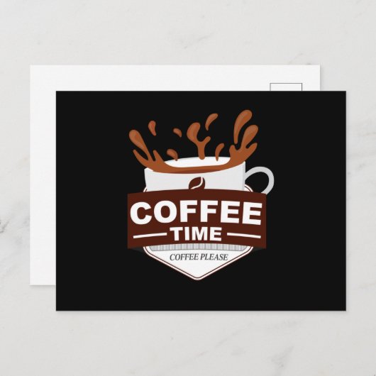 コーヒータイムコーヒーをお願いします インビテーションポストカード (正面/裏面)