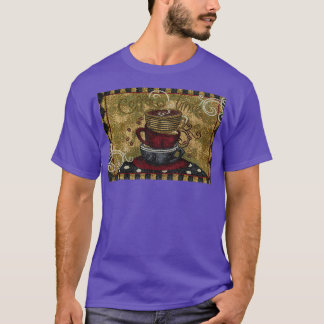 コーヒータイムコーヒーカップが積み上げられた Tシャツ