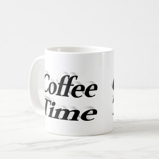 コーヒータイムコーヒー引用文ブラックハーフ文字 コーヒーマグカップ (正面左)