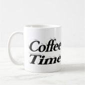 コーヒータイムコーヒー引用文ブラックハーフ文字 コーヒーマグカップ (左)