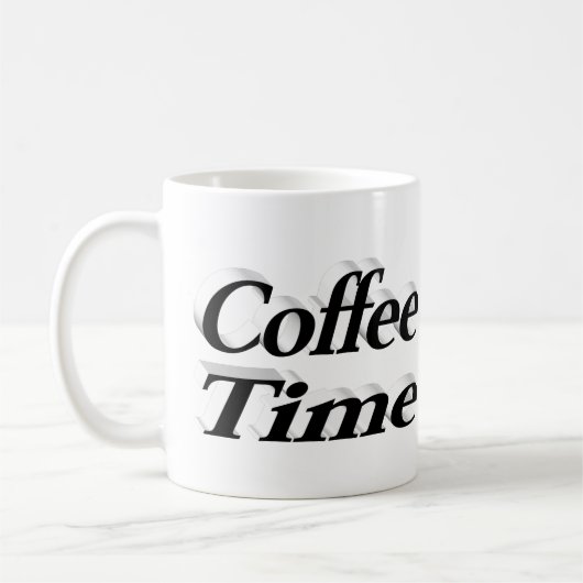 コーヒータイムコーヒー引用文ブラックハーフ文字 コーヒーマグカップ (左)