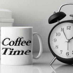 コーヒータイムコーヒー引用文ブラックハーフ文字 コーヒーマグカップ