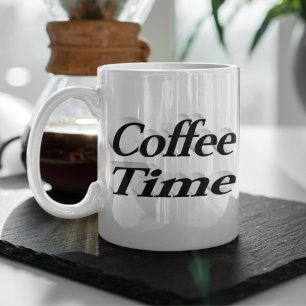 コーヒータイムコーヒー引用文ブラックハーフ文字 ジャンボコーヒーマグカップ