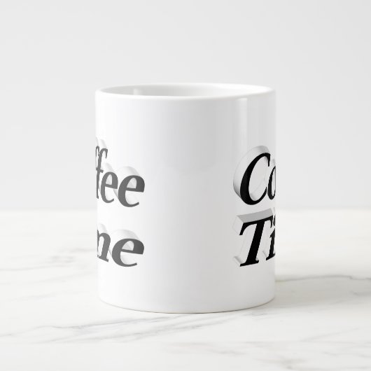 コーヒータイムコーヒー引用文ブラックハーフ文字 ジャンボコーヒーマグカップ (正面)