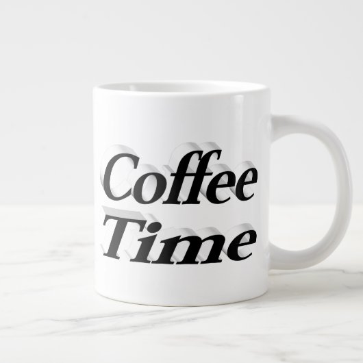 コーヒータイムコーヒー引用文ブラックハーフ文字 ジャンボコーヒーマグカップ (右)