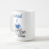 コーヒータイムブルーデザイン コーヒーマグカップ (正面左)