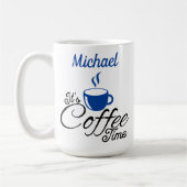 コーヒータイムブルーデザイン コーヒーマグカップ (左)