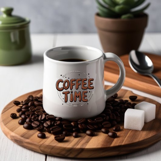 コーヒータイムマグカップ、かわいい手描きタイポグラフィギフト フロストグラスマグカップ