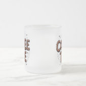 コーヒータイムマグカップ、かわいい手描きタイポグラフィギフト フロストグラスマグカップ (中央)