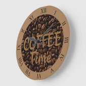 コーヒータイムローストビーンズブラウン ラージ壁時計 (傾斜)
