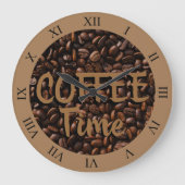 コーヒータイムローストビーンズブラウン ラージ壁時計 (正面)