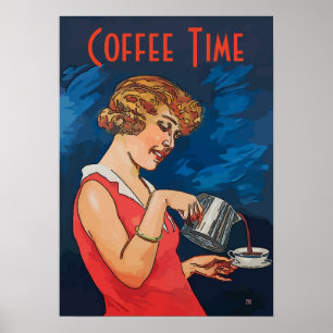 コーヒータイムヴィンテージスタイル、追加文字 ポスター