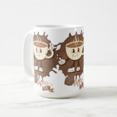 **コーヒータイム – かわいいスマイルカップの蒸気 コーヒーマグカップ (正面左)