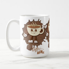 **コーヒータイム – かわいいスマイルカップの蒸気 コーヒーマグカップ