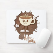 **コーヒータイム – かわいい笑顔のカップと湯気 マウスパッド (マウス)