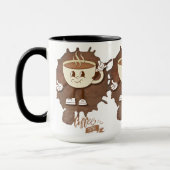 **コーヒータイム – かわいい笑顔のカップと湯気 マグカップ (左)
