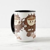 **コーヒータイム – かわいい笑顔のカップと湯気 マグカップ (正面左)