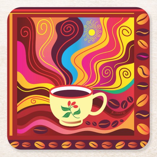 コーヒータイム スクエアペーパーコースター (正面)