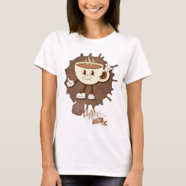 **コーヒータイム – 可愛いスマイルカップの蒸気 Tシャツ