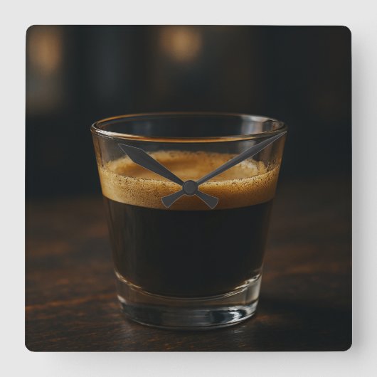 コーヒータイム – 居心地の良いウォールクロック スクエア壁時計 (正面)