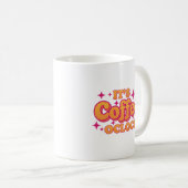 "コーヒータイム" 明るいピンクとオレンジのマグカップ コーヒーマグカップ (正面右)